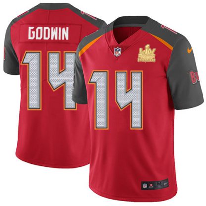 Nike Tampa Bay Buccaneers #14 Chris Godwin Red Team Color Men's Super Bowl LV Champions Patch NFL Vapor Untouchable Limited Jersey