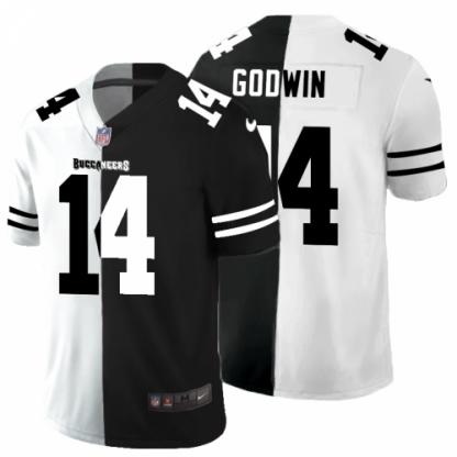 Tampa Bay Tampa Bay Buccaneers #14 Chris Godwin Men's Black V White Peace Split Nike Vapor Untouchable Limited NFL Jersey