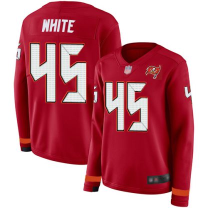 Nike Tampa Bay Buccaneers #45 Devin White Red Team Color Women's Stitched NFL Limited Therma Long Sleeve Jersey