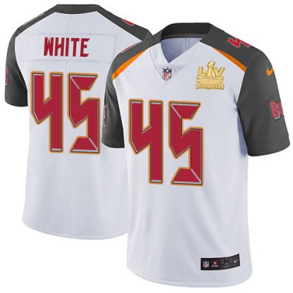 Nike Tampa Bay Buccaneers #45 Devin White White Youth Super Bowl LV Champions Patch Stitched NFL Vapor Untouchable Limited Jersey