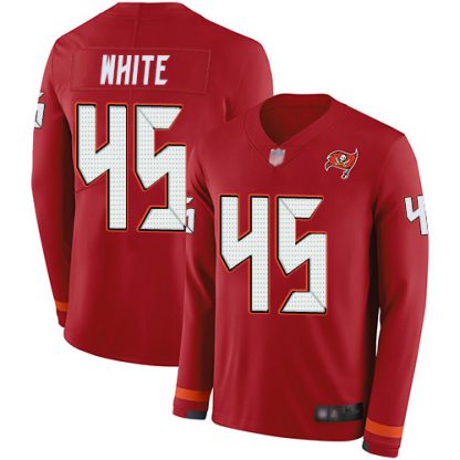 Nike Tampa Bay Buccaneers #45 Devin White Red Team Color Men's Stitched NFL Limited Therma Long Sleeve Jersey
