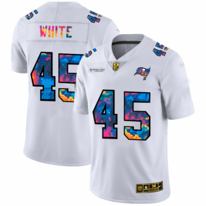 Tampa Bay Tampa Bay Buccaneers #45 Devin White Men's White Nike Multi-Color 2020 NFL Crucial Catch Limited NFL Jersey