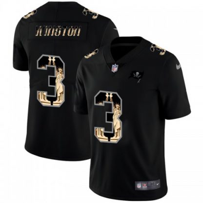 Tampa Bay Tampa Bay Buccaneers #3 Jameis Winston Carbon Black Vapor Statue Of Liberty Limited NFL Jersey