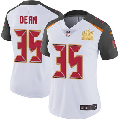 Nike Tampa Bay Buccaneers #35 Jamel Dean White Women's Super Bowl LV Champions Patch Stitched NFL Vapor Untouchable Limited Jersey