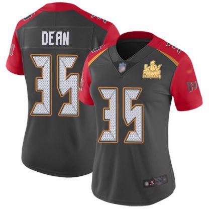 Nike Tampa Bay Buccaneers #35 Jamel Dean Gray Women's Super Bowl LV Champions Patch Stitched NFL Limited Inverted Legend Jersey