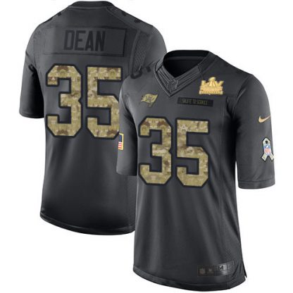 Nike Tampa Bay Buccaneers #35 Jamel Dean Black Youth Super Bowl LV Champions Patch Stitched NFL Limited 2016 Salute to Service Jersey