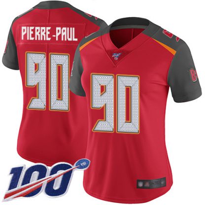 Nike Tampa Bay Buccaneers #90 Jason Pierre-Paul Red Team Color Women's Stitched NFL 100th Season Vapor Limited Jersey