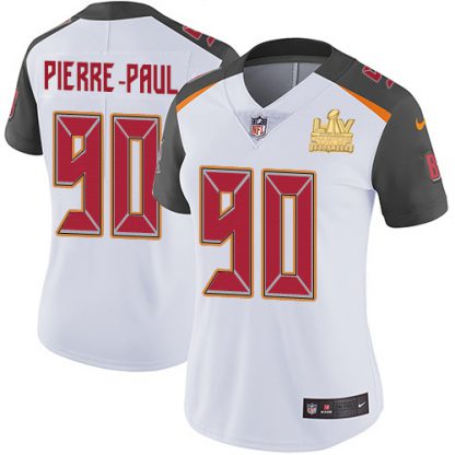 Nike Tampa Bay Buccaneers #90 Jason Pierre-Paul White Women's Super Bowl LV Champions Patch Stitched NFL Vapor Untouchable Limited Jersey