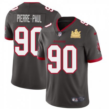 Tampa Bay Tampa Bay Buccaneers #90 Jason Pierre-Paul Youth Super Bowl LV Champions Patch Nike Pewter Alternate Vapor Limited Jersey