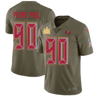 Nike Tampa Bay Buccaneers #90 Jason Pierre-Paul Olive Men's Super Bowl LV Champions Patch Stitched NFL Limited 2017 Salute To Service Jersey
