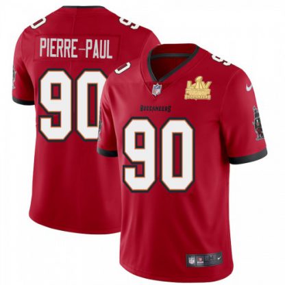 Tampa Bay Tampa Bay Buccaneers #90 Jason Pierre-Paul Men's Super Bowl LV Champions Patch Nike Red Vapor Limited Jersey