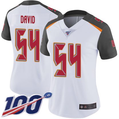 Nike Tampa Bay Buccaneers #54 Lavonte David White Women's Stitched NFL 100th Season Vapor Limited Jersey