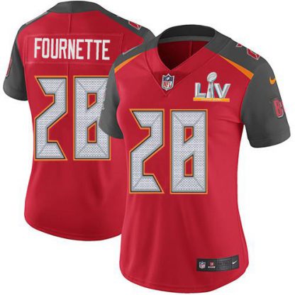 Tampa Bay Tampa Bay Buccaneers #28 Leonard Fournette Red Team Color Women's Super Bowl LV Bound Stitched NFL Vapor Untouchable Limited Jersey
