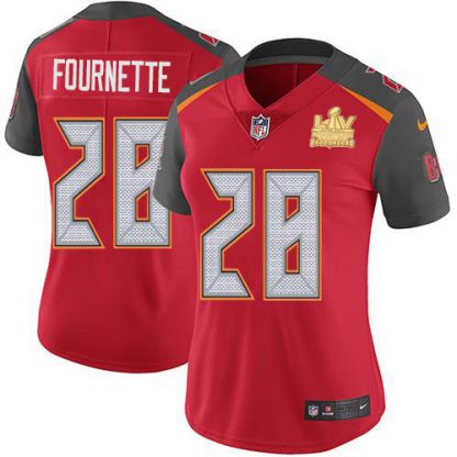 Tampa Bay Tampa Bay Buccaneers #28 Leonard Fournette Red Team Color Women's Super Bowl LV Champions Patch Stitched NFL Vapor Untouchable Limited Jersey
