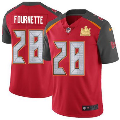 Tampa Bay Tampa Bay Buccaneers #28 Leonard Fournette Red Team Color Men's Super Bowl LV Champions Patch NFL Vapor Untouchable Limited Jersey