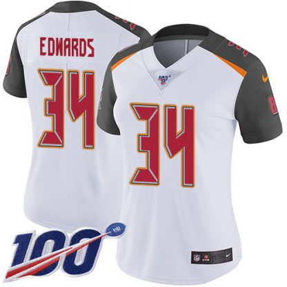 Nike Tampa Bay Buccaneers #34 Mike Edwards White Women's Stitched NFL 100th Season Vapor Untouchable Limited Jersey