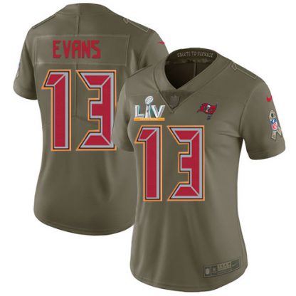 Nike Tampa Bay Buccaneers #13 Mike Evans Olive Women's Super Bowl LV Bound Stitched NFL Limited 2017 Salute To Service Jersey