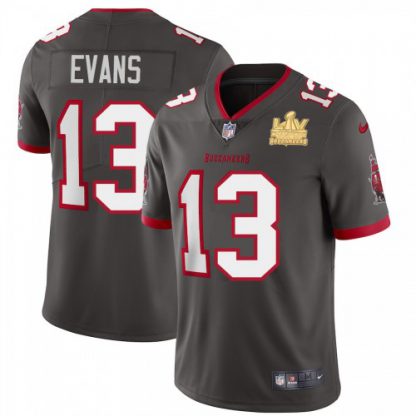 Tampa Bay Tampa Bay Buccaneers #13 Mike Evans Men's Super Bowl LV Champions Patch Nike Pewter Alternate Vapor Limited Jersey
