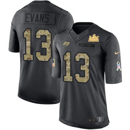 Nike Tampa Bay Buccaneers #13 Mike Evans Black Men's Super Bowl LV Champions Patch NFL Limited 2016 Salute to Service Jersey