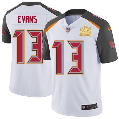 Nike Tampa Bay Buccaneers #13 Mike Evans White Men's Super Bowl LV Champions Patch Stitched NFL Vapor Untouchable Limited Jersey
