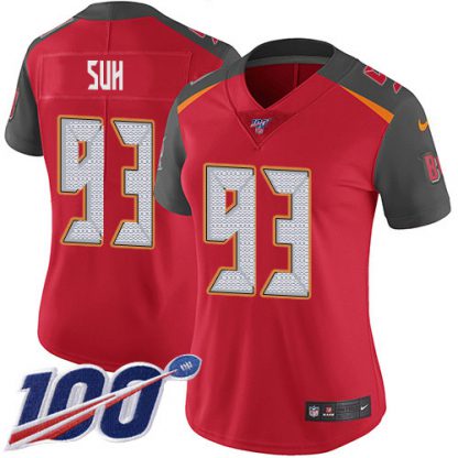 Nike Tampa Bay Buccaneers #93 Ndamukong Suh Red Team Color Women's Stitched NFL 100th Season Vapor Untouchable Limited Jersey