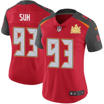 Nike Tampa Bay Buccaneers #93 Ndamukong Suh Red Team Color Women's Super Bowl LV Champions Patch Stitched NFL Vapor Untouchable Limited Jersey