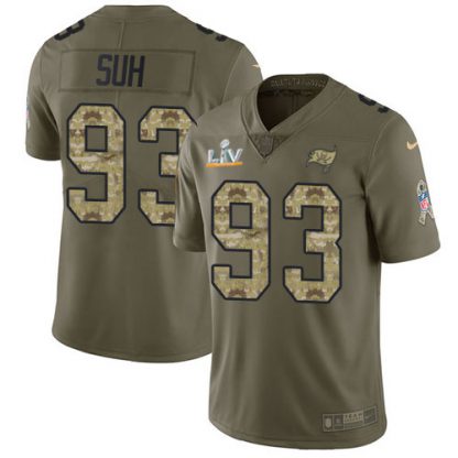 Nike Tampa Bay Buccaneers #93 Ndamukong Suh Olive/Camo Youth Super Bowl LV Bound Stitched NFL Limited 2017 Salute To Service Jersey
