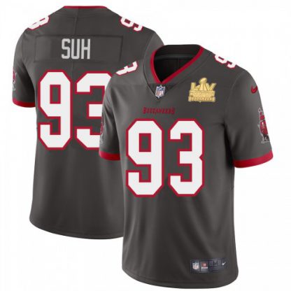 Tampa Bay Tampa Bay Buccaneers #93 Ndamukong Suh Men's Super Bowl LV Champions Patch Nike Pewter Alternate Vapor Limited Jersey