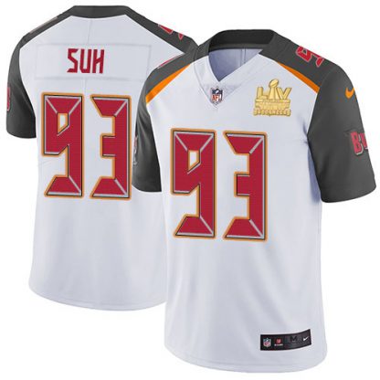 Nike Tampa Bay Buccaneers #93 Ndamukong Suh White Men's Super Bowl LV Champions Patch Stitched NFL Vapor Untouchable Limited Jersey
