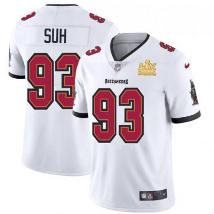 Tampa Bay Tampa Bay Buccaneers #93 Ndamukong Suh Men's Super Bowl LV Champions Patch Nike White Vapor Limited Jersey
