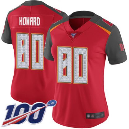Nike Tampa Bay Buccaneers #80 O. J. Howard Red Team Color Women's Stitched NFL 100th Season Vapor Limited Jersey
