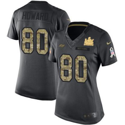 Nike Tampa Bay Buccaneers #80 O. J. Howard Black Women's Super Bowl LV Champions Patch Stitched NFL Limited 2016 Salute to Service Jersey