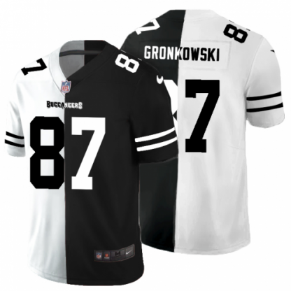 Tampa Bay Tampa Bay Buccaneers #87 Rob Gronkowski Men's Black V White Peace Split Nike Vapor Untouchable Limited NFL Jersey
