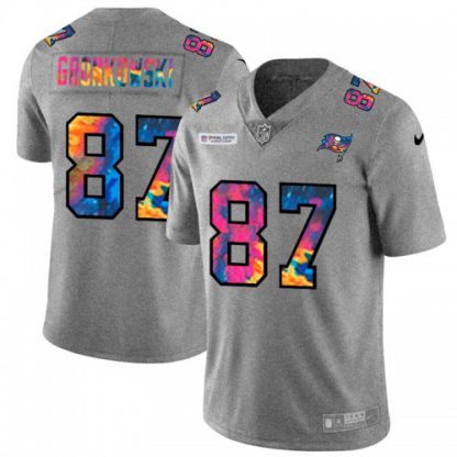 Tampa Bay Tampa Bay Buccaneers #87 Rob Gronkowski Men's Nike Multi-Color 2020 NFL Crucial Catch NFL Jersey Greyheather