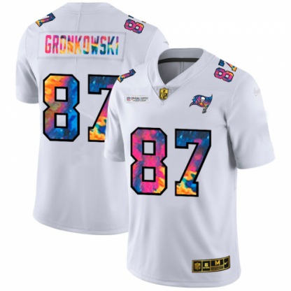 Tampa Bay Tampa Bay Buccaneers #87 Rob Gronkowski Men's White Nike Multi-Color 2020 NFL Crucial Catch Limited NFL Jersey