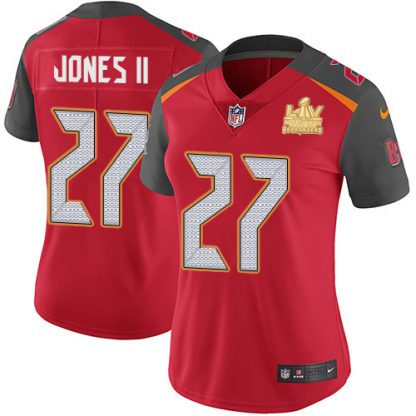 Nike Tampa Bay Buccaneers #27 Ronald Jones II Red Team Color Women's Super Bowl LV Champions Patch Stitched NFL Vapor Untouchable Limited Jersey