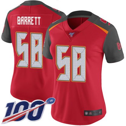 Nike Tampa Bay Buccaneers #58 Shaquil Barrett Red Team Color Women's Stitched NFL 100th Season Vapor Limited Jersey