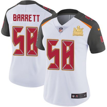 Nike Tampa Bay Buccaneers #58 Shaquil Barrett White Women's Super Bowl LV Champions Patch Stitched NFL Vapor Untouchable Limited Jersey