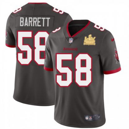 Tampa Bay Tampa Bay Buccaneers #58 Shaquil Barrett Youth Super Bowl LV Champions Patch Nike Pewter Alternate Vapor Limited Jersey