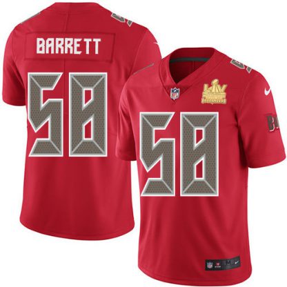 Nike Tampa Bay Buccaneers #58 Shaquil Barrett Red Men's Super Bowl LV Champions Patch Stitched NFL Limited Rush Jersey