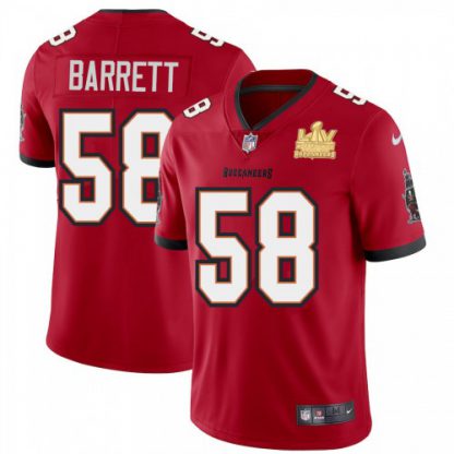Tampa Bay Tampa Bay Buccaneers #58 Shaquil Barrett Men's Super Bowl LV Champions Patch Nike Red Vapor Limited Jersey