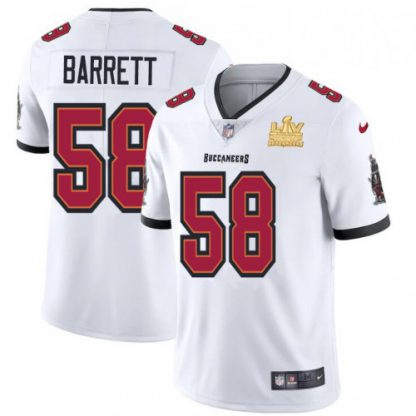 Tampa Bay Tampa Bay Buccaneers #58 Shaquil Barrett Men's Super Bowl LV Champions Patch Nike White Vapor Limited Jersey