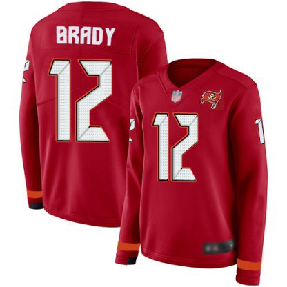 Nike Tampa Bay Buccaneers #12 Tom Brady Red Team Color Women's Stitched NFL Limited Therma Long Sleeve Jersey