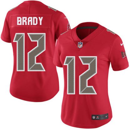 Nike Tampa Bay Buccaneers #12 Tom Brady Red Women's Stitched NFL Limited Rush Jersey