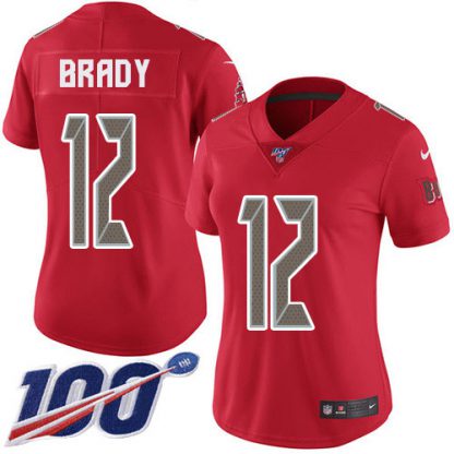 Nike Tampa Bay Buccaneers #12 Tom Brady Red Women's Stitched NFL Limited Rush 100th Season Jersey