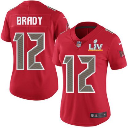Nike Tampa Bay Buccaneers #12 Tom Brady Red Women's Super Bowl LV Bound Stitched NFL Limited Rush Jersey