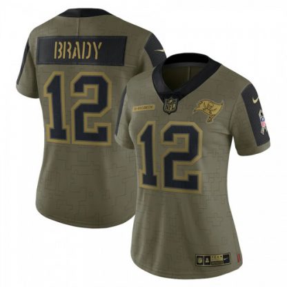 Tampa Bay Tampa Bay Buccaneers #12 Tom Brady Olive Nike Women's 2021 Salute To Service Limited Player Jersey