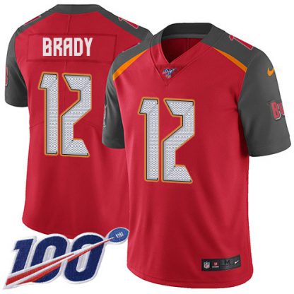 Nike Tampa Bay Buccaneers #12 Tom Brady Red Team Color Youth Stitched NFL 100th Season Vapor Untouchable Limited Jersey