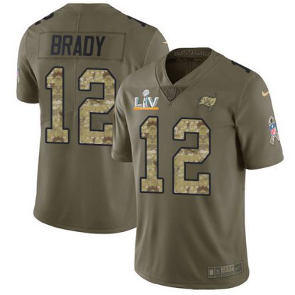 Nike Tampa Bay Buccaneers #12 Tom Brady Olive/Camo Youth Super Bowl LV Bound Stitched NFL Limited 2017 Salute To Service Jersey