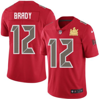 Nike Tampa Bay Buccaneers #12 Tom Brady Red Youth Super Bowl LV Champions Stitched NFL Limited Rush Jersey
